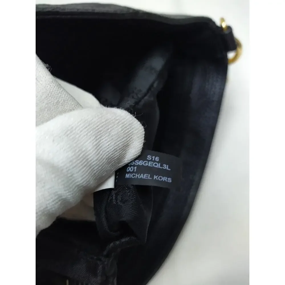 Michael Kors Black Pebbled Leather Zipper Pockets Chain Strap Hobo Shoulder Bag - Picture 13 of 16